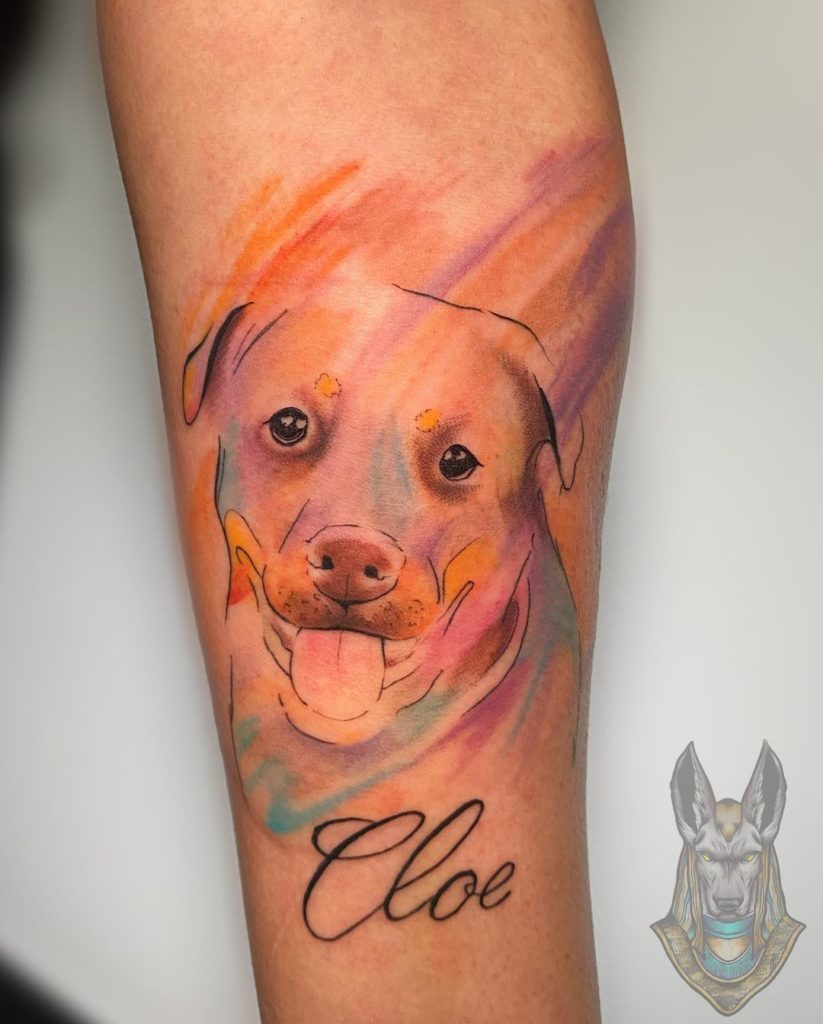 tatuaje perro acuarela