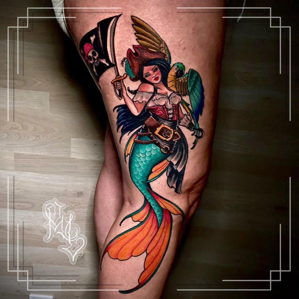 tatuaje sirena neotradicional