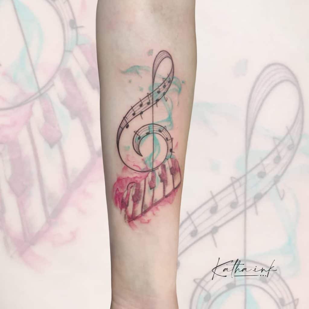 tatuajes musicales watercolor