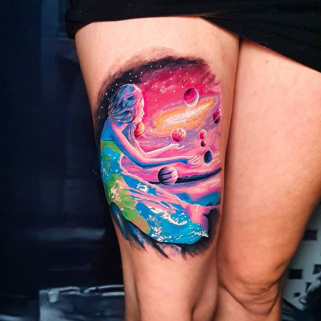 tatuajes universo acuarela