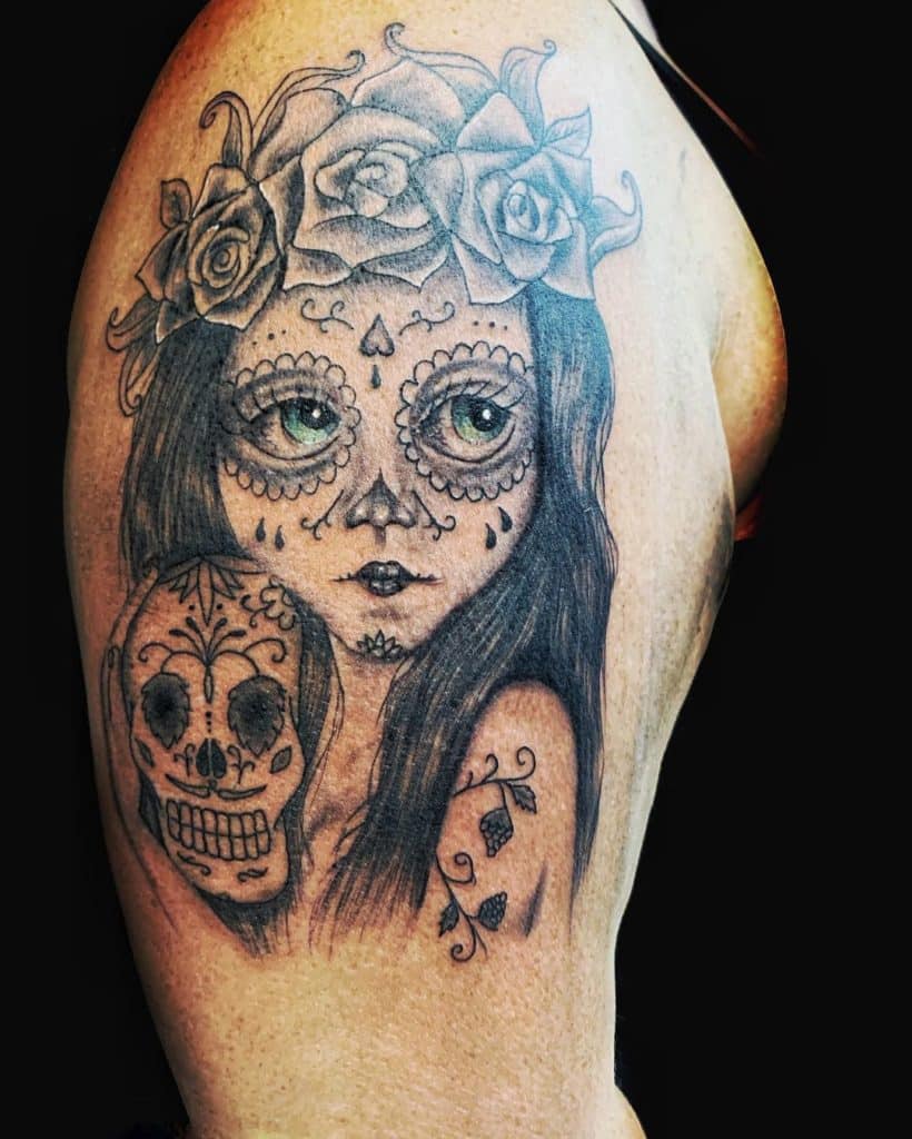 tatuaje catrina ojos azules