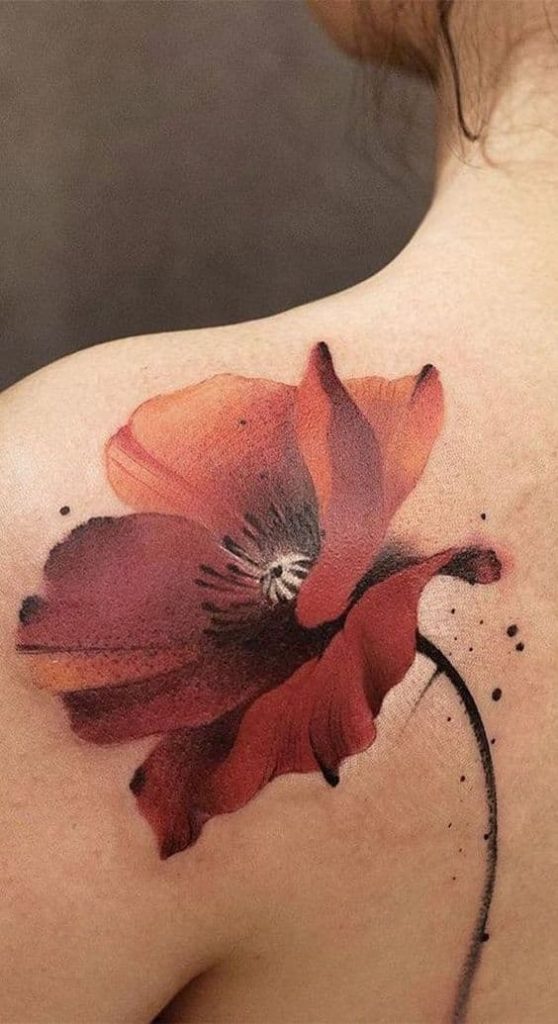 tatuajes amapola acuarela