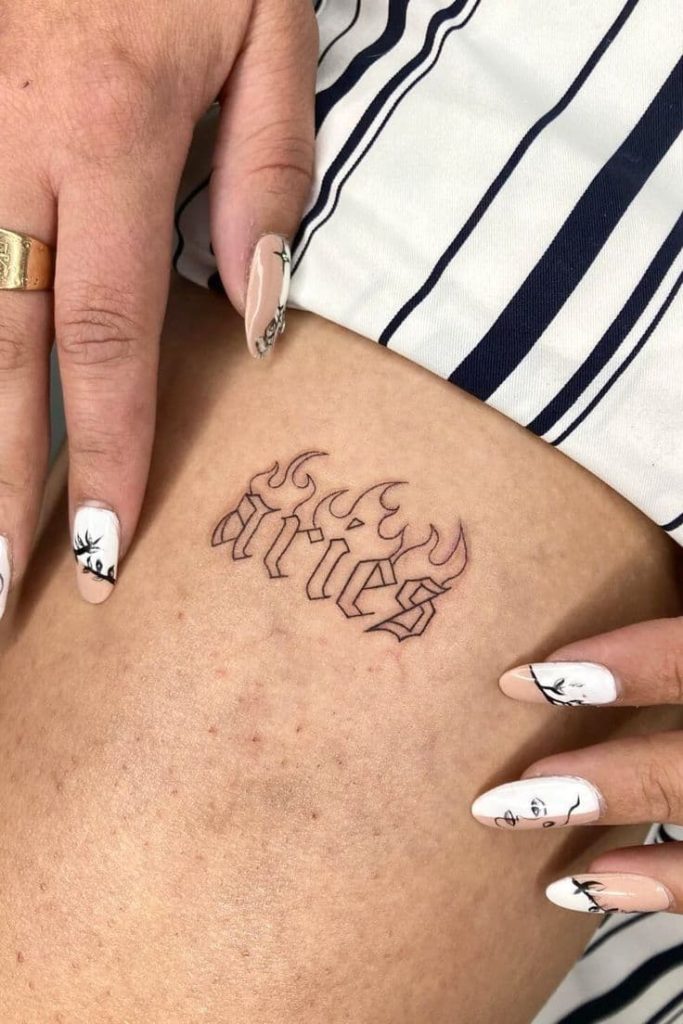 tatuaje aries lettering